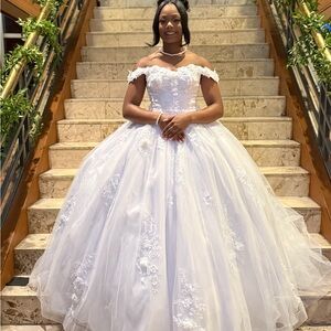Elegant White Off-Shoulder Gown